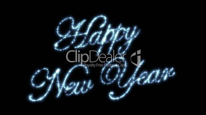 Happy New Year Beautiful Text Animation Isolated on Black Background. Stars in the Sky. HD 1080.