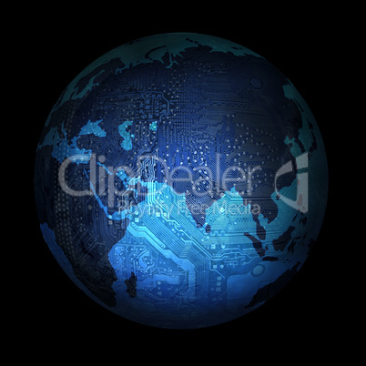 electronic digital planet earth on a black background