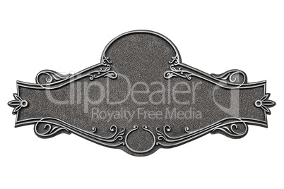 Vintage cast metal plate isolated on white background