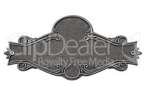 Vintage cast metal plate isolated on white background