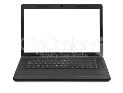 laptop with a blank screen isolated on white background