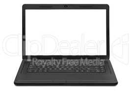 laptop with a blank screen isolated on white background