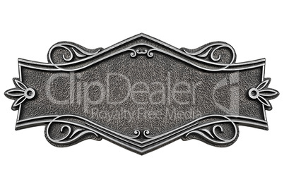 Vintage cast metal plate isolated on white background