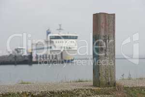 Bollard on the embankment of the port of West Terschelling.