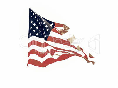 Vintage looking USA flag floating