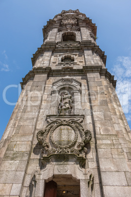 Bell tower of the Clerigos Church in Porto in Portugal