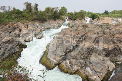 Li Phi Wasserfälle, Don Khone Island, Laos, Asien
