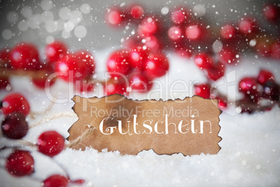 Burnt Label, Snow, Snowflakes, Gutschein Means Voucher