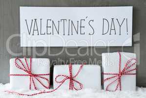White Gift On Snow, Text Valentines Day