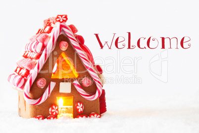 Gingerbread House, White Background, Text Welcome