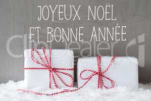 Two Gifts With Snow, Bonne Annee Means Happy New Year