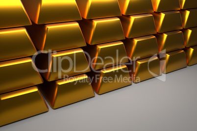 Close up of stacked gold bars