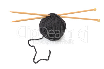 Woolen balls and knitting needles