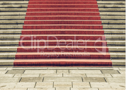 Vintage looking Red carpet on stairway