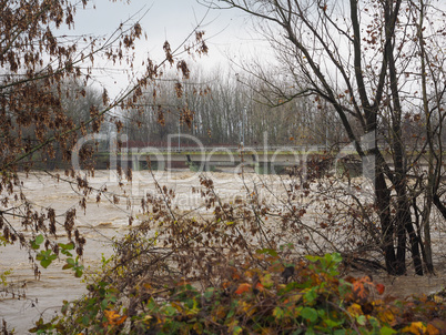 River Po flood in Turin