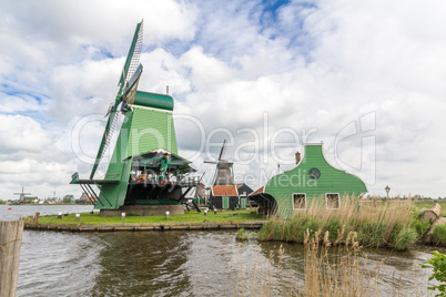 Traditional Dutch windmills at Zaanse Schans, Amsterdam