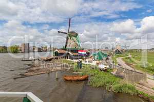 Traditional Dutch windmills at Zaanse Schans, Amsterdam