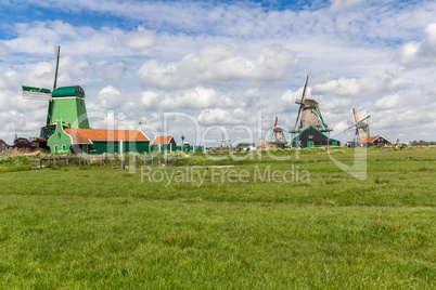 Traditional Dutch windmills at Zaanse Schans, Amsterdam