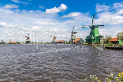 Traditional Dutch windmills at Zaanse Schans, Amsterdam