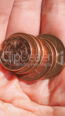 Euro cent coins - vertical