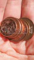 Euro cent coins - vertical