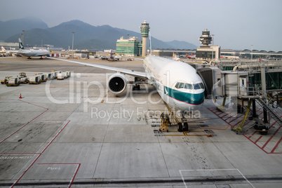 Plane arriving at gate