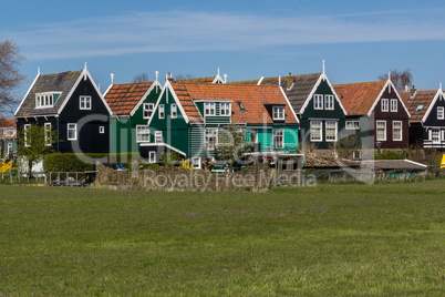 Panoramic shot of village Marken in Netherlands