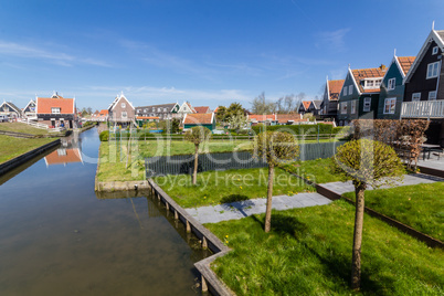 Panoramic shot of village Marken in Netherlands