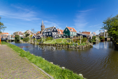 Panoramic shot of village Marken in Netherlands