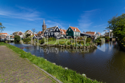 Panoramic shot of village Marken in Netherlands