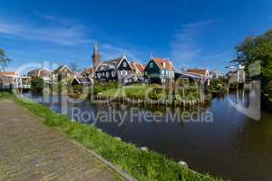 Panoramic shot of village Marken in Netherlands