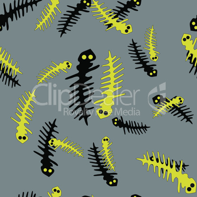 Black and Yellow Lizards Seamless Pattern