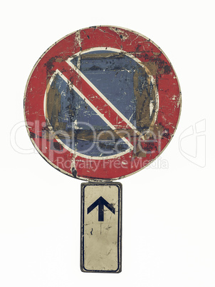 Vintage looking No parking sign isolated