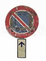 Vintage looking No parking sign isolated