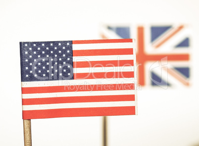 Vintage looking British and American flags