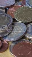 Many Euro coins - vertical