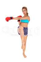 Kickboxing young woman.