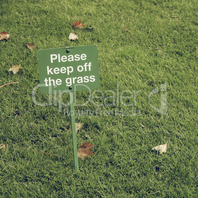 Vintage looking Keep off the grass sign