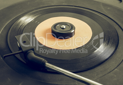 Vintage looking Vinyl record on turntable