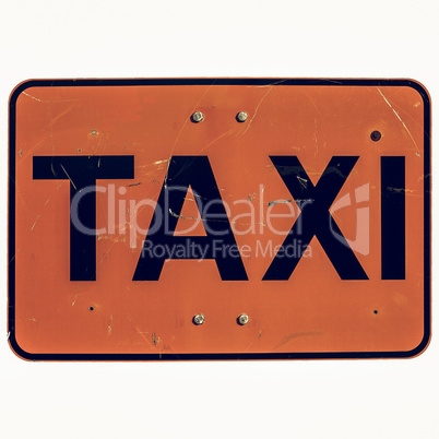 Vintage looking Taxi sign isolated