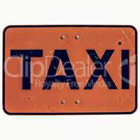 Vintage looking Taxi sign isolated
