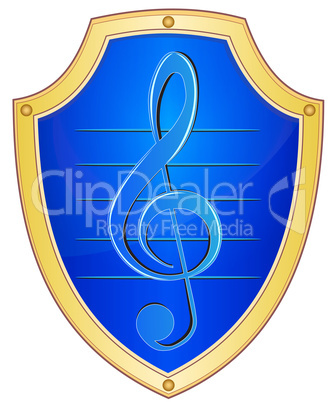 Shield with treble clef