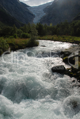 River rapids nearby the Briksdal Glacier (Olden, Norway)