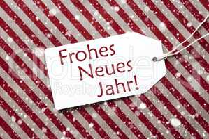 Label On Red Paper, Neues Jahr Means New Year, Snowflakes