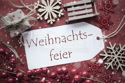 Nostalgic Decoration, Label With Weihnachtsfeier Means Christmas Party