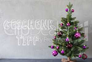 Christmas Tree, Cement Wall, Geschenk Tipp Means Gift Tip