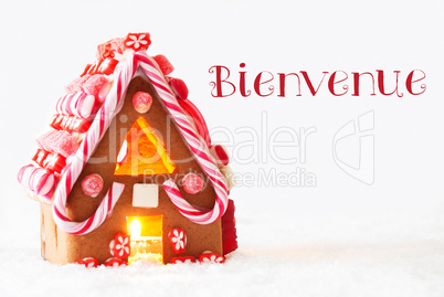 Gingerbread House, White Background, Bienvenue Means Welcome
