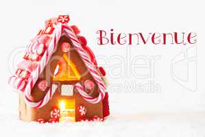 Gingerbread House, White Background, Bienvenue Means Welcome