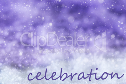 Purple Christmas Background, Snow, Snowflakes, Text Celebration