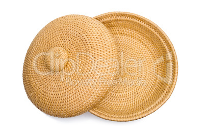 Basketry. Top view of wicker basket with lid